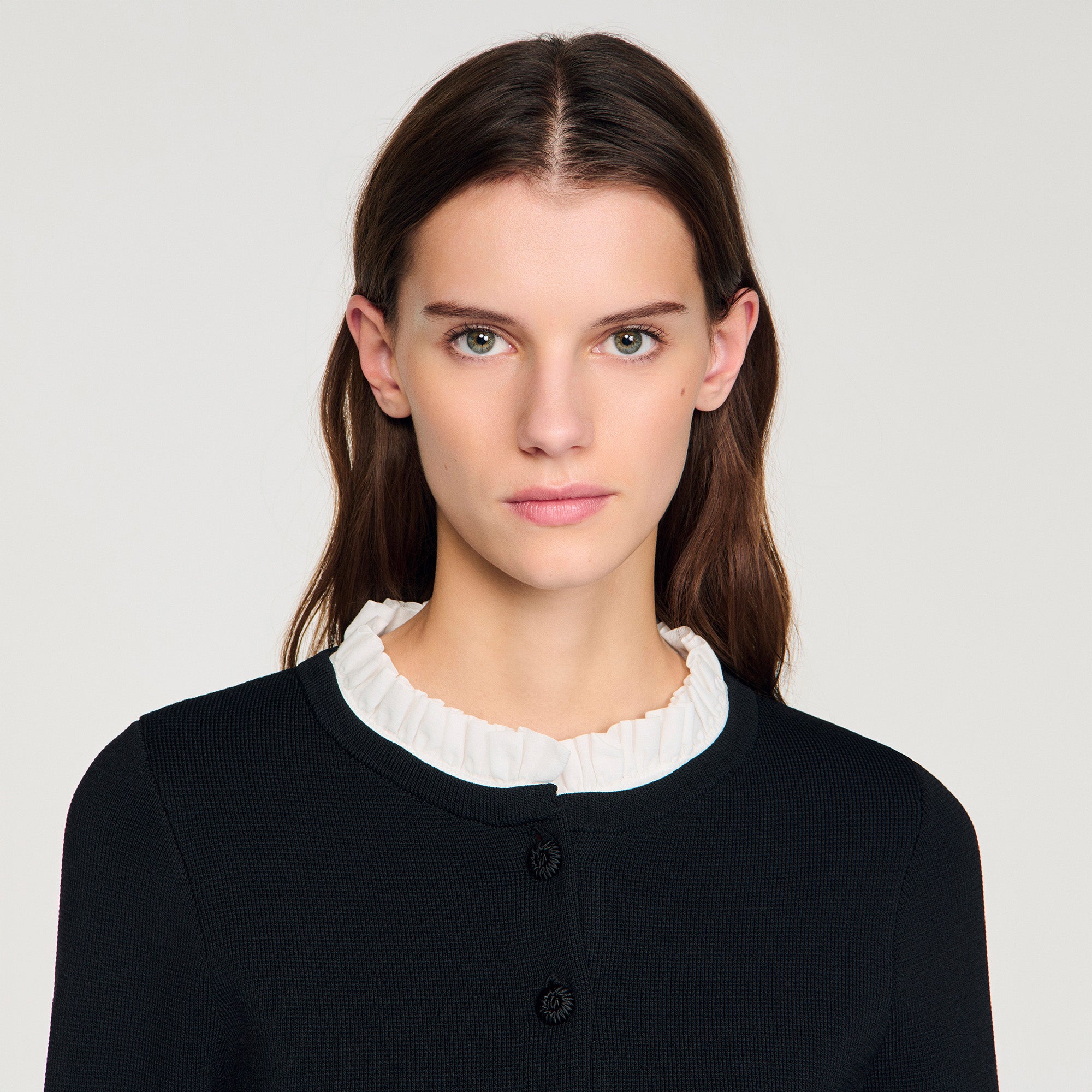 Aspen Removable Collar Peplum Cardigan Black