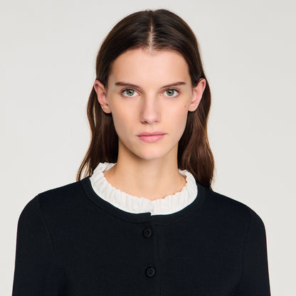 Aspen Removable Collar Peplum Cardigan Black