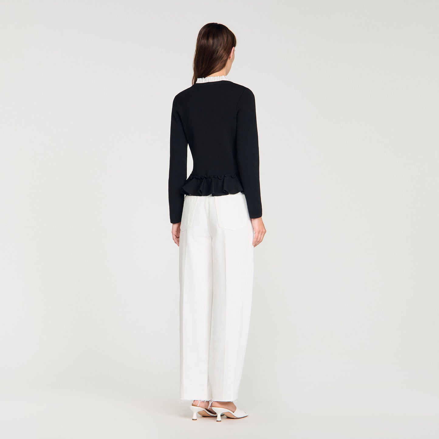 Aspen Removable Collar Peplum Cardigan Black