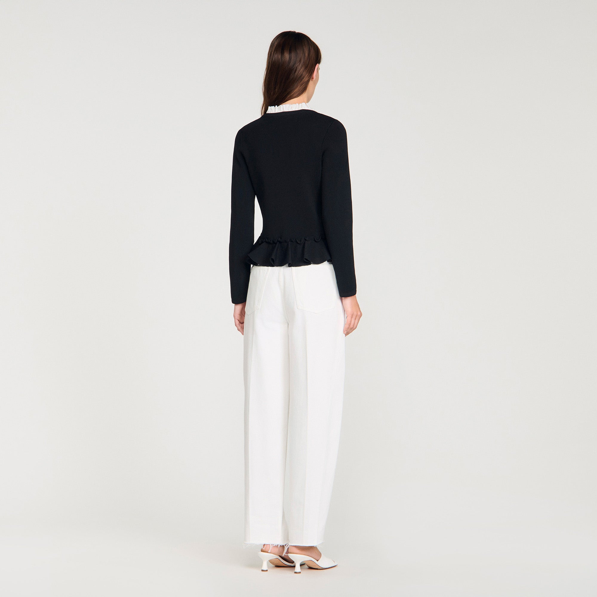Aspen Removable Collar Peplum Cardigan Black