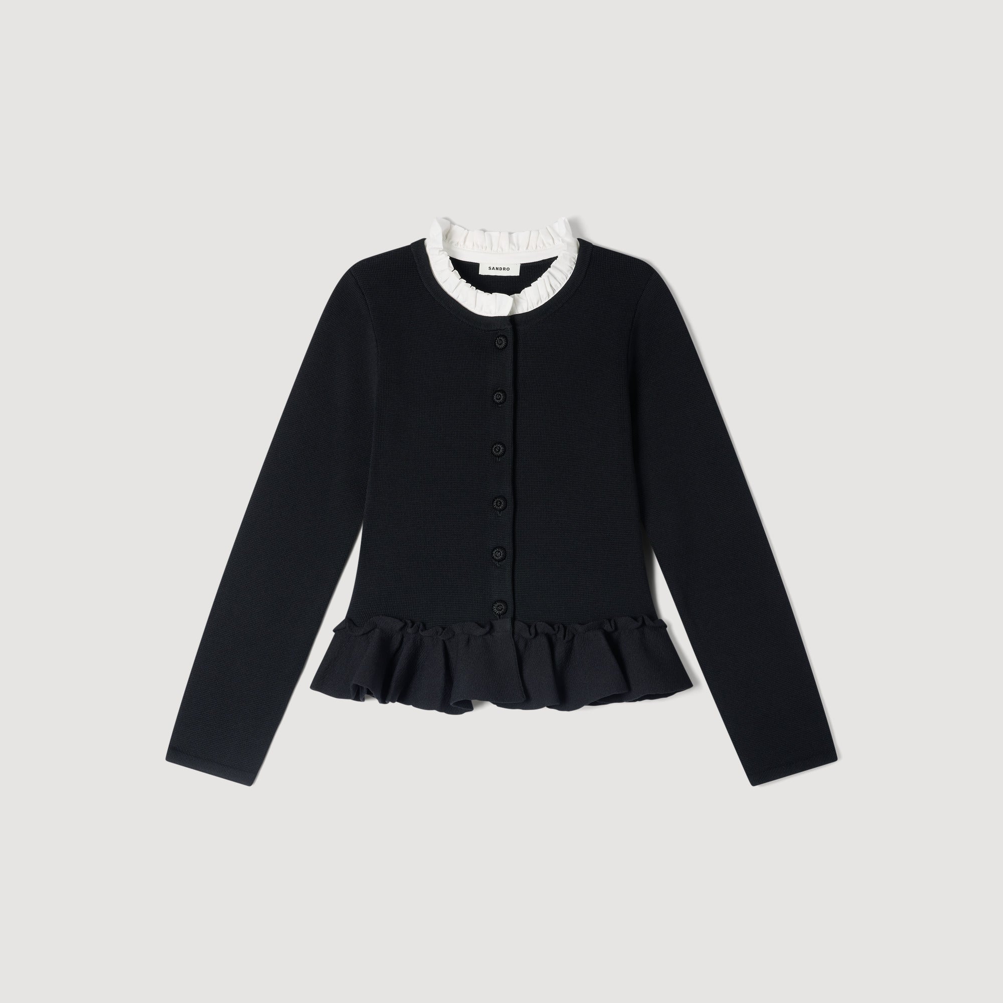 Aspen Removable Collar Peplum Cardigan Black
