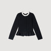 Aspen Removable Collar Peplum Cardigan Black