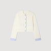 Bruxelles Polo Cardigan With Poplin Details Ecru