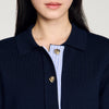 Bruxelles Polo Cardigan With Poplin Details Navy Blue