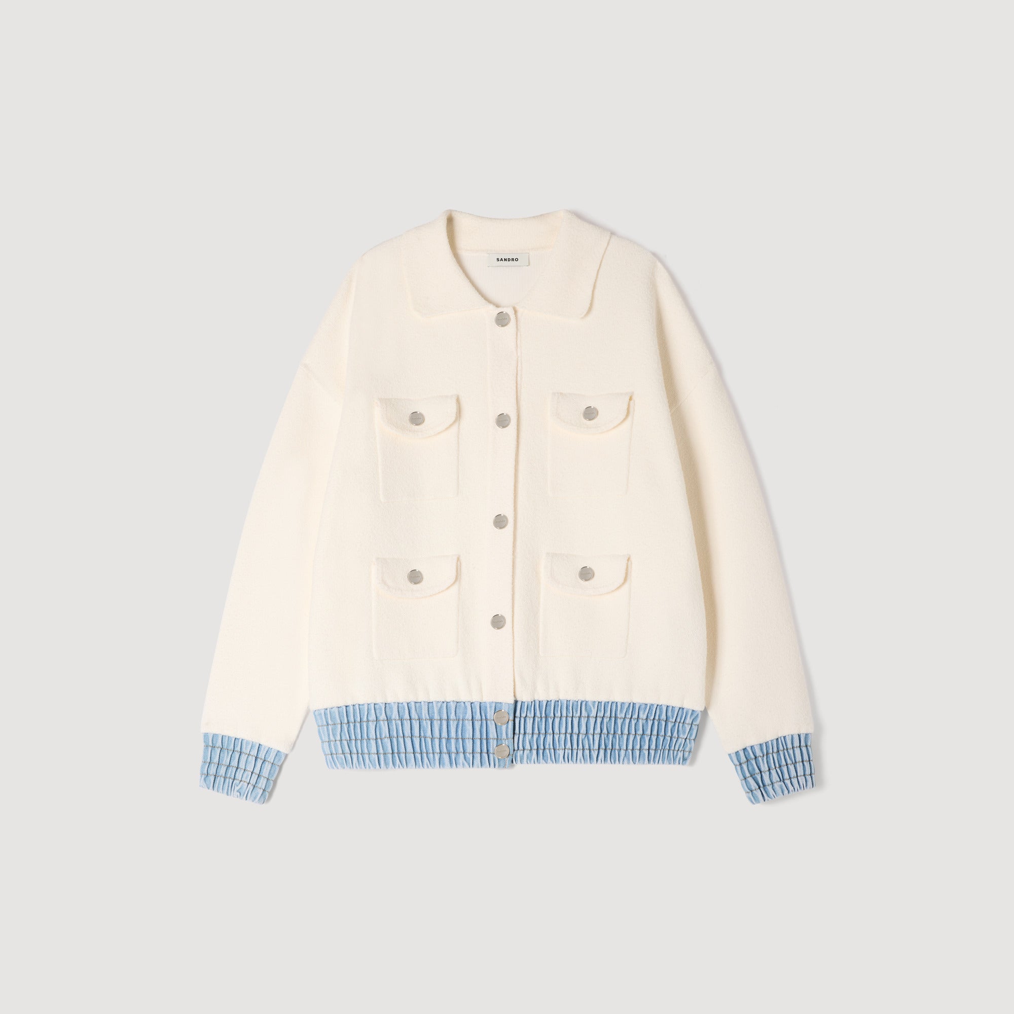 Madeen Cardigan With Denim Details Ecru
