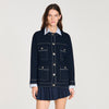 Brooklyn Contrast Stitch Cardigan Navy Blue