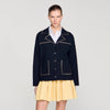 Truman Studded Blazer Collar Cardigan Navy Blue