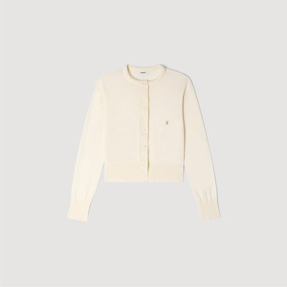 Tim Padded Round Neck Cropped Cardigan Ecru