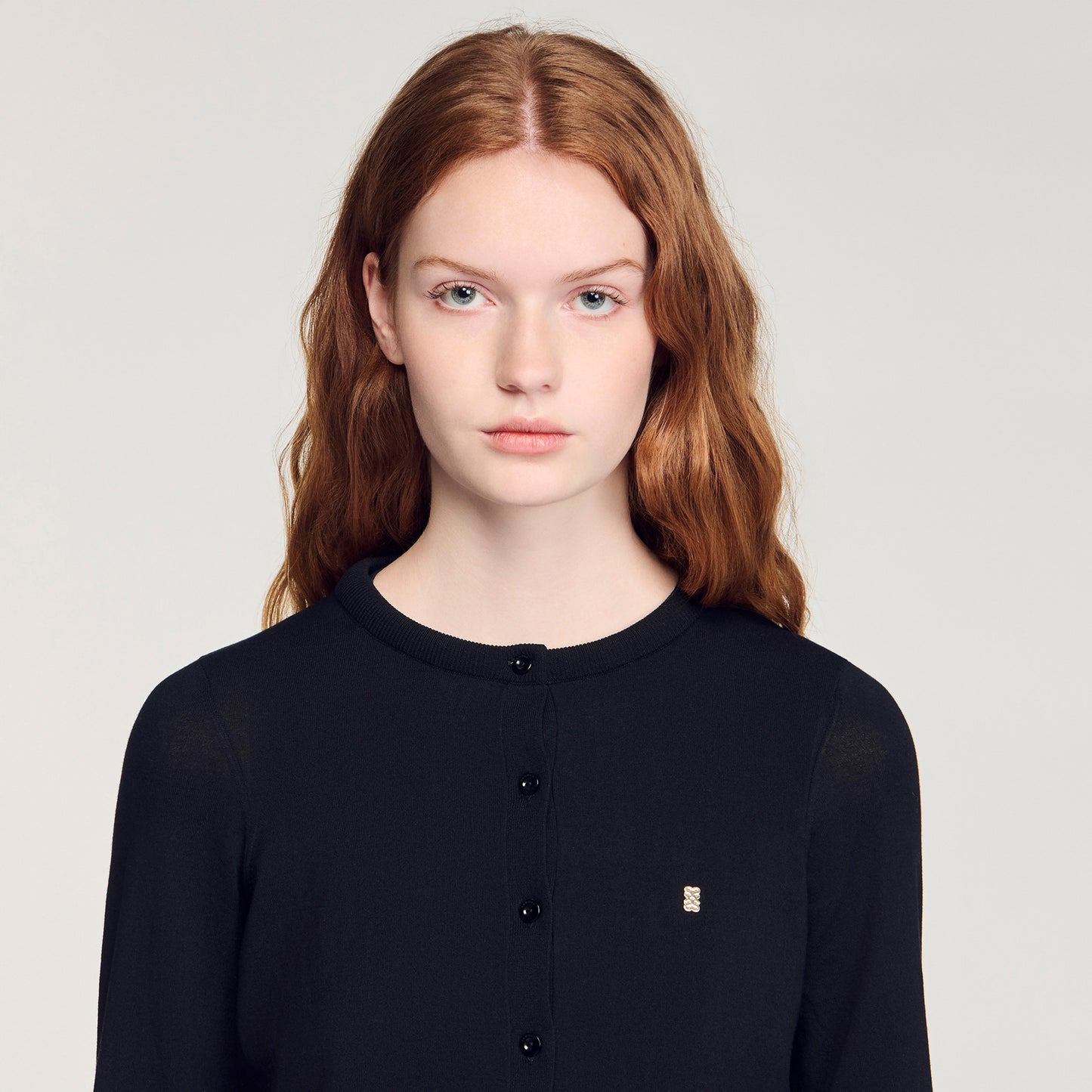 Tim Padded Round Neck Cropped Cardigan Black