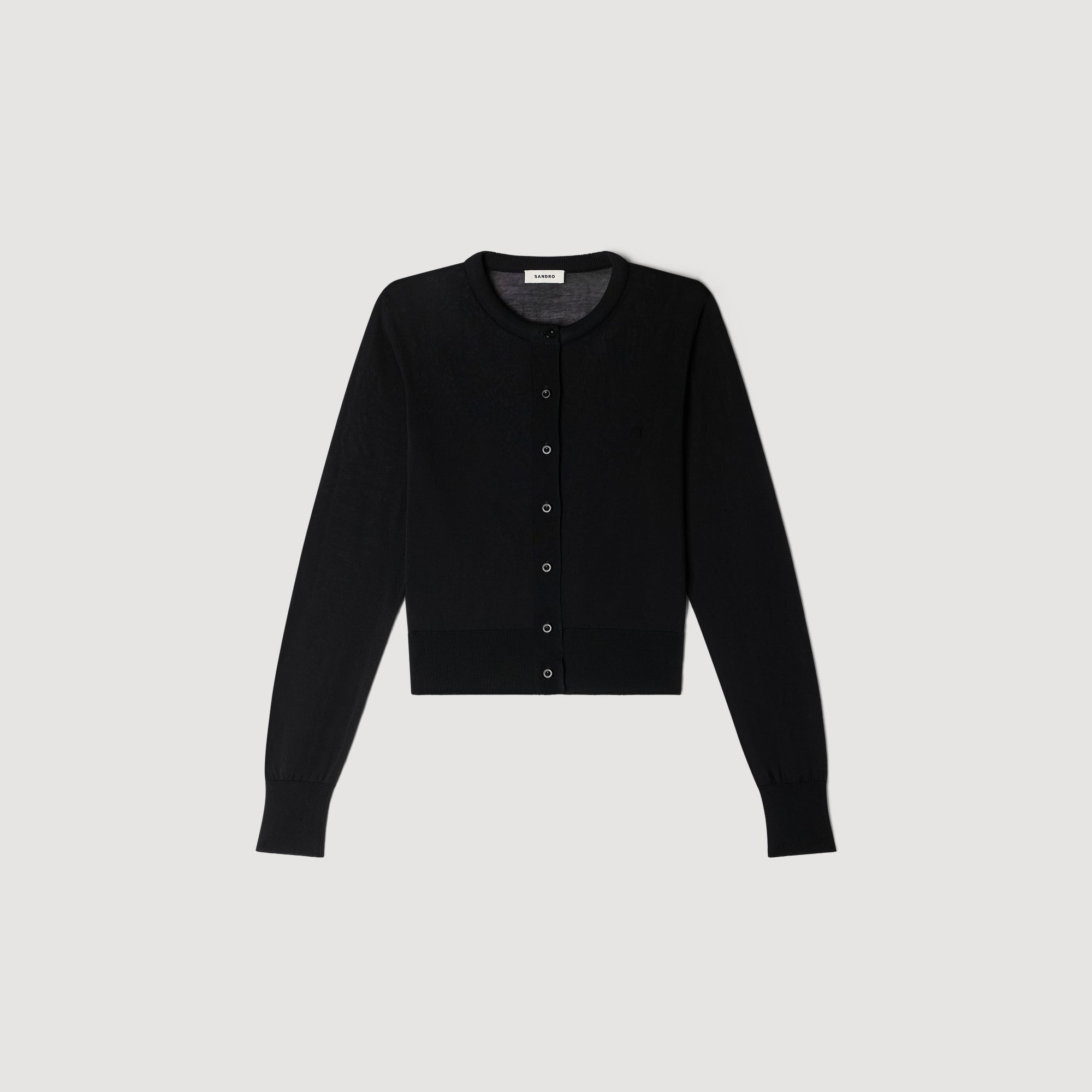 Tim Padded Round Neck Cropped Cardigan Black