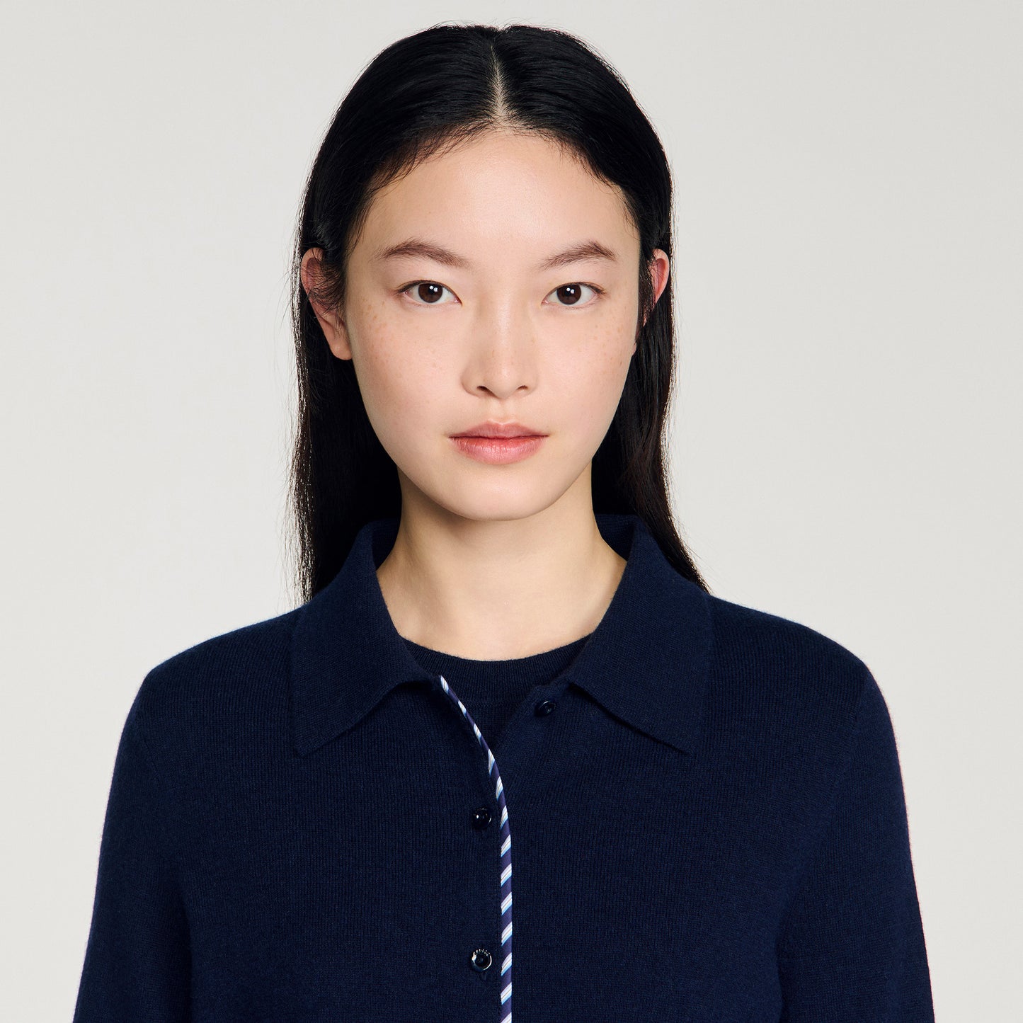 Dantes Striped Wool And Cashmere Cardigan Navy Blue