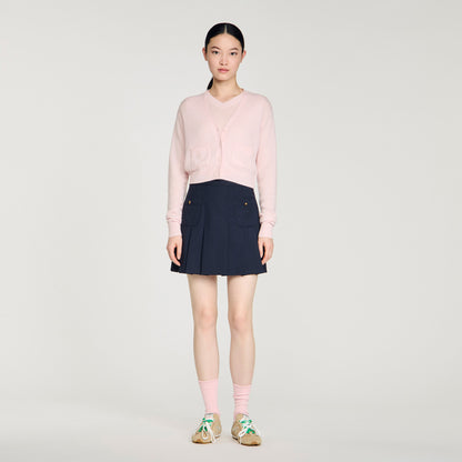 Cassidie Cropped Cashmere Wool Cardigan Light Pink