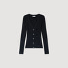 Gabie Ribbed Cardigan With Fancy Buttons Black