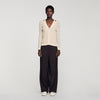 Gabri Striped Ribbed Cardigan ECRU / BROWN