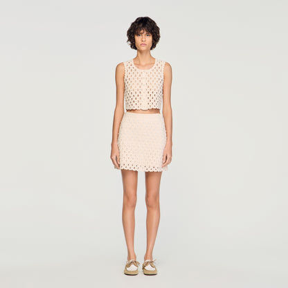 Lali Beaded Crochet Cardigan Ecru