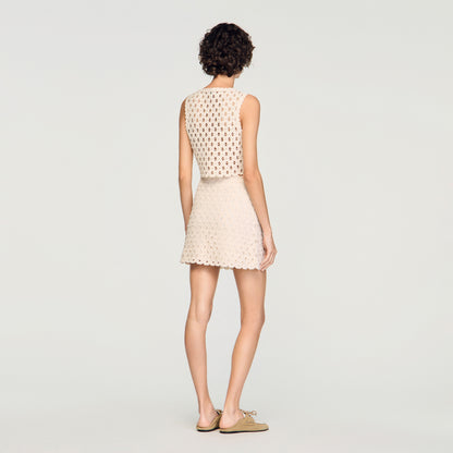 Lali Beaded Crochet Cardigan Ecru