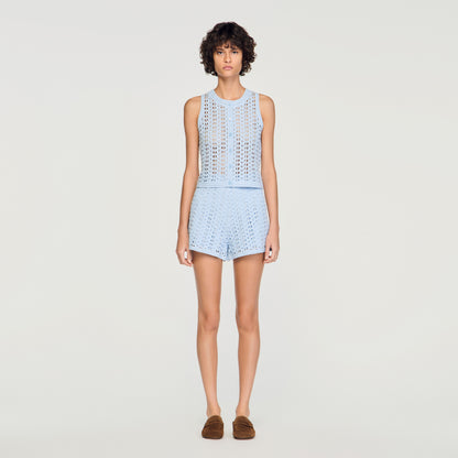 Miguel Beaded Crochet Cardigan Sky Blue
