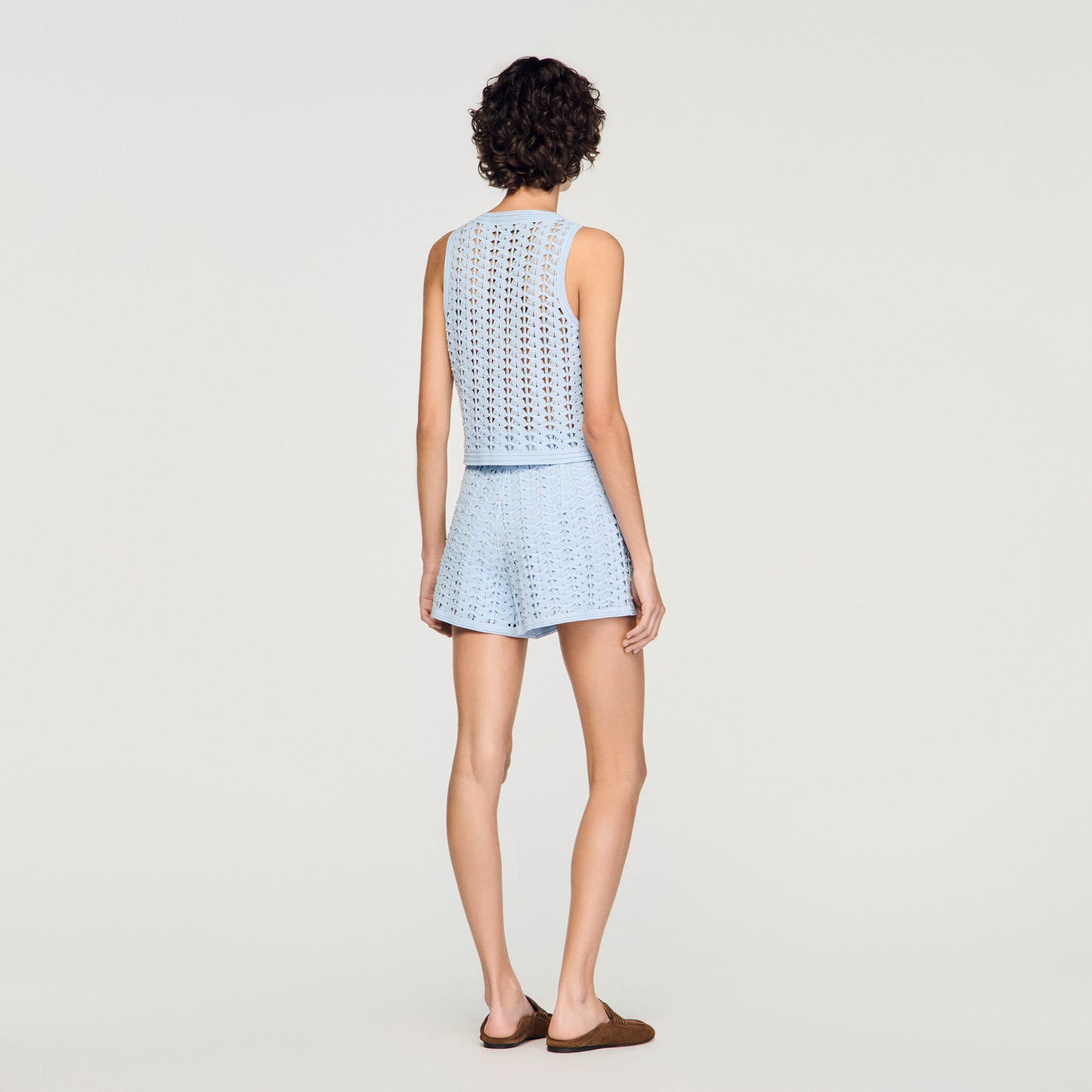 Miguel Beaded Crochet Cardigan Sky Blue