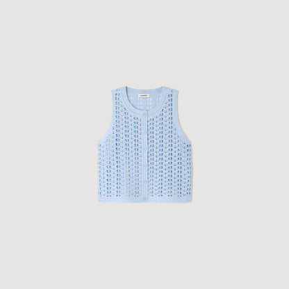 Miguel Beaded Crochet Cardigan Sky Blue