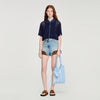 Marea Crochet And Denim Cardigan Navy Blue