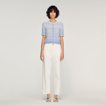 Davine Decorative Knit Cardigan Sky Blue