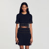 Oria Cropped cardigan with tassels Black