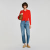 Lotus Pointelle knit cardigan Red