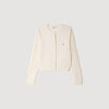 Aurel Cropped check stitch cardigan Ecru
