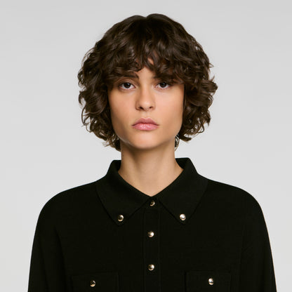 Jessica Cardigan with metal buttons Black