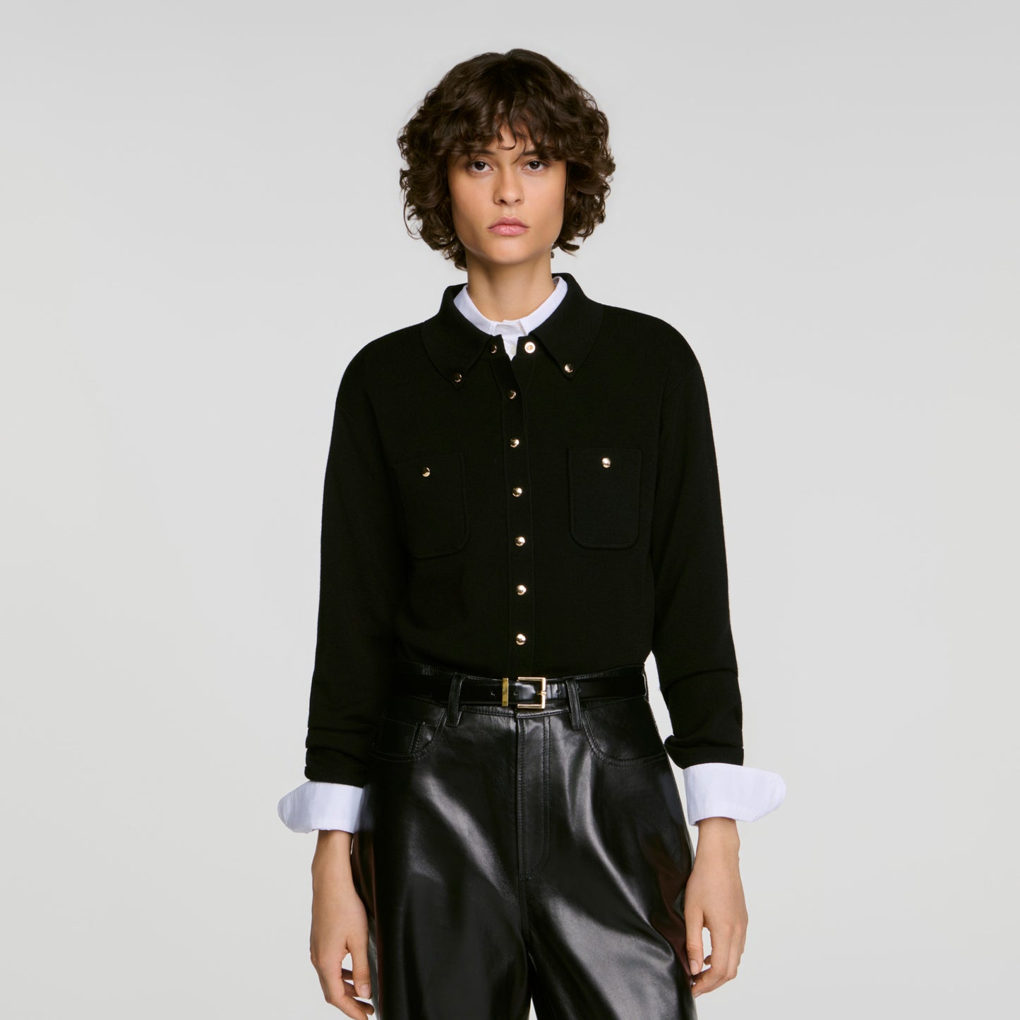 Jessica Cardigan with metal buttons Black