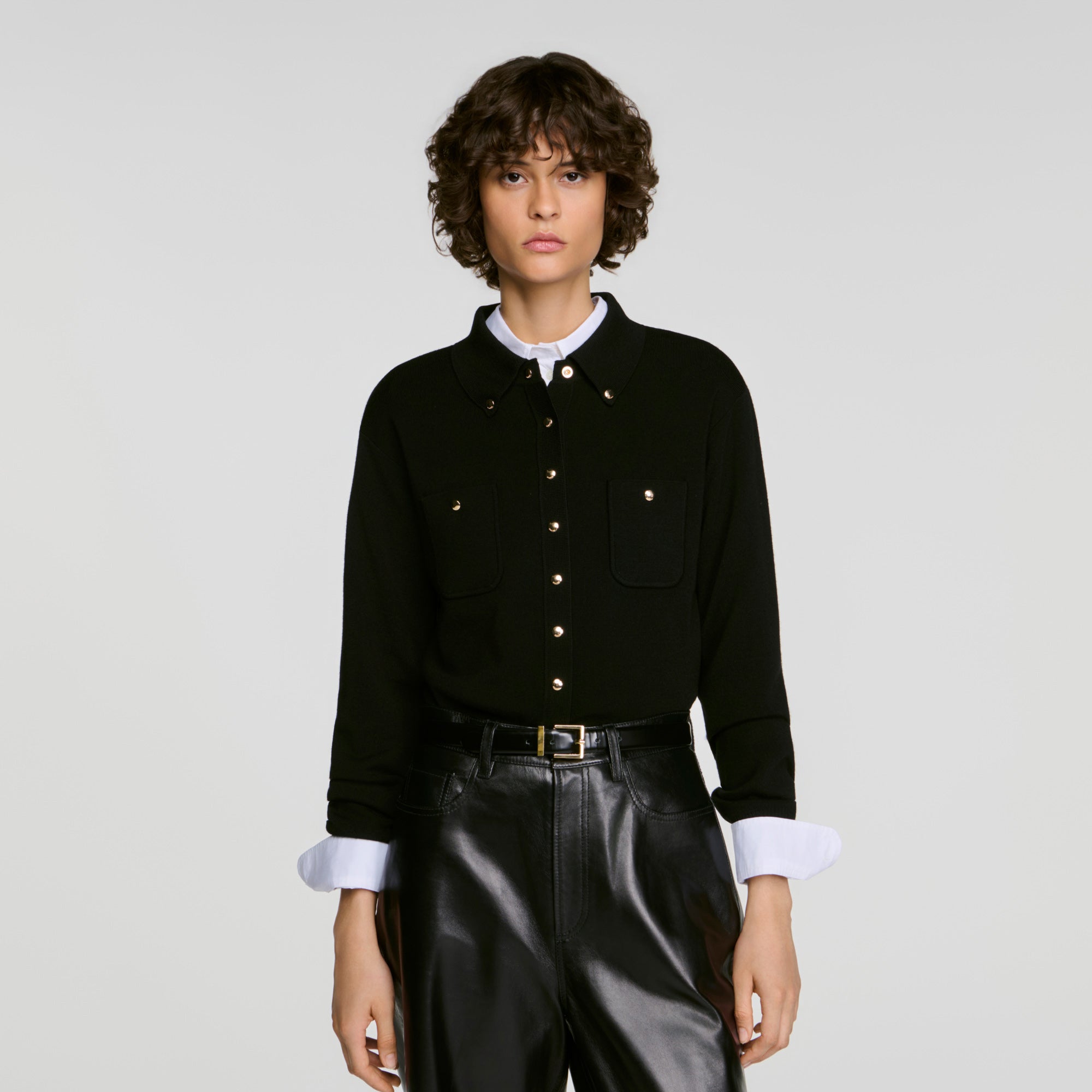 Jessica Cardigan with metal buttons Black