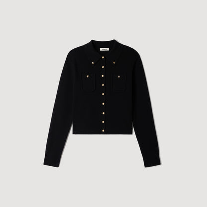 Jessica Cardigan with metal buttons Black