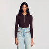 Zora Cardigan with floral collar Brown
