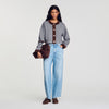 Parker Cardigan with suede panels Grey