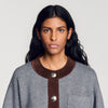Parker Cardigan with suede panels Grey