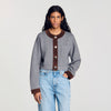 Parker Cardigan with suede panels Grey