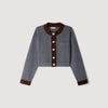 Parker Cardigan with suede panels Grey