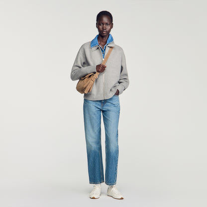 Hayden 2-in-1 zip cardigan Grey