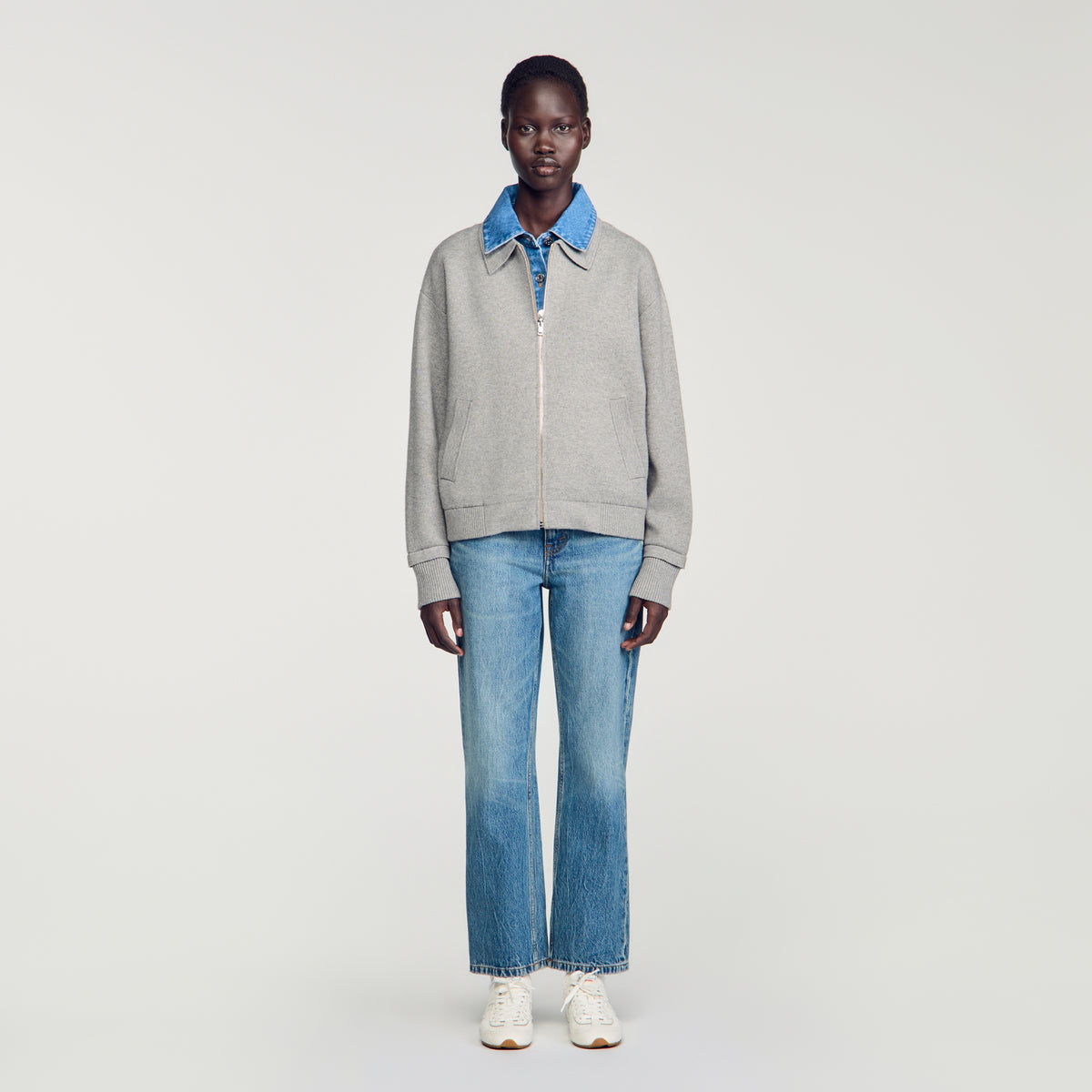 Hayden 2-in-1 zip cardigan Grey