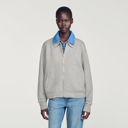 Hayden 2-in-1 zip cardigan Grey