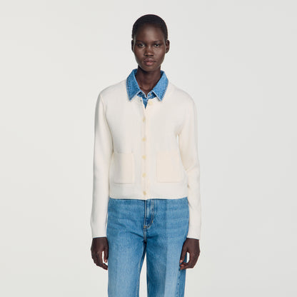 Miky 2-in-1 effect cardigan Ecru
