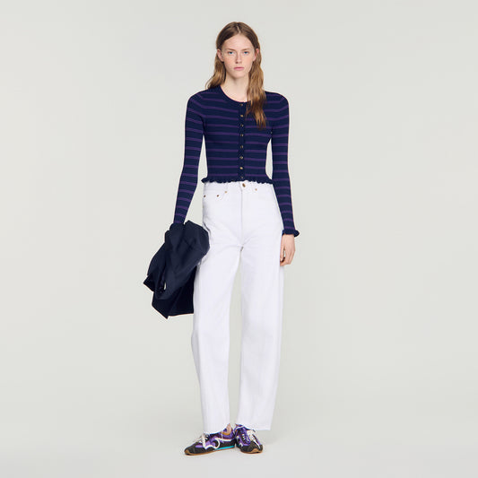 Areanne Striped knit cardigan Navy / Purple