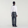Maya Cable knit velvet collar cardigan Ecru