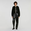 Arlo Hooded cardigan, leather details Black