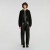 Arlo Hooded cardigan, leather details Black