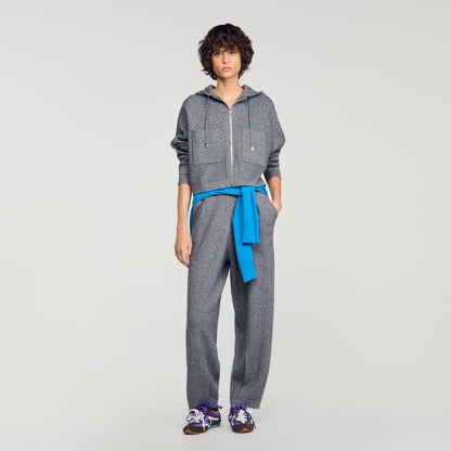 Luce Hooded Rhinestone Cardigan Grey