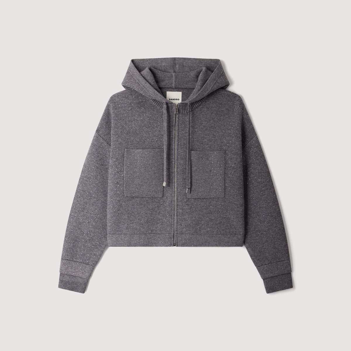 Luce Hooded Rhinestone Cardigan Grey