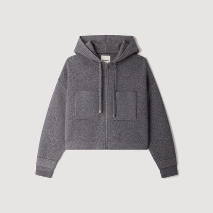 Luce Hooded Rhinestone Cardigan Grey
