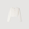 Sam Cropped pointelle knit cardigan Ecru
