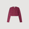 Sam Cropped pointelle knit cardigan Bordeaux